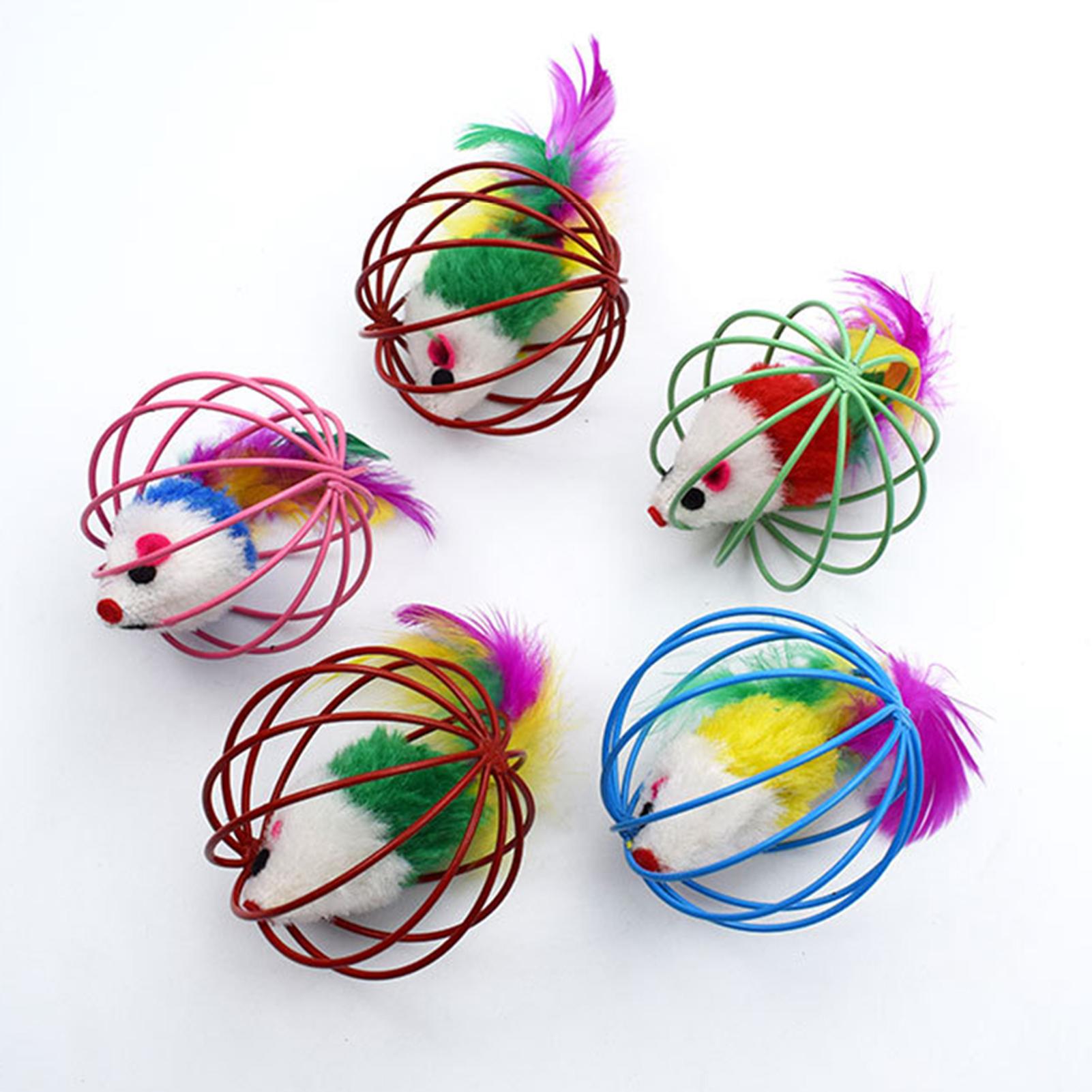 Đồ Chơi Bóng Cho Mèo Có Lông Vũ Đầy Màu Sắc