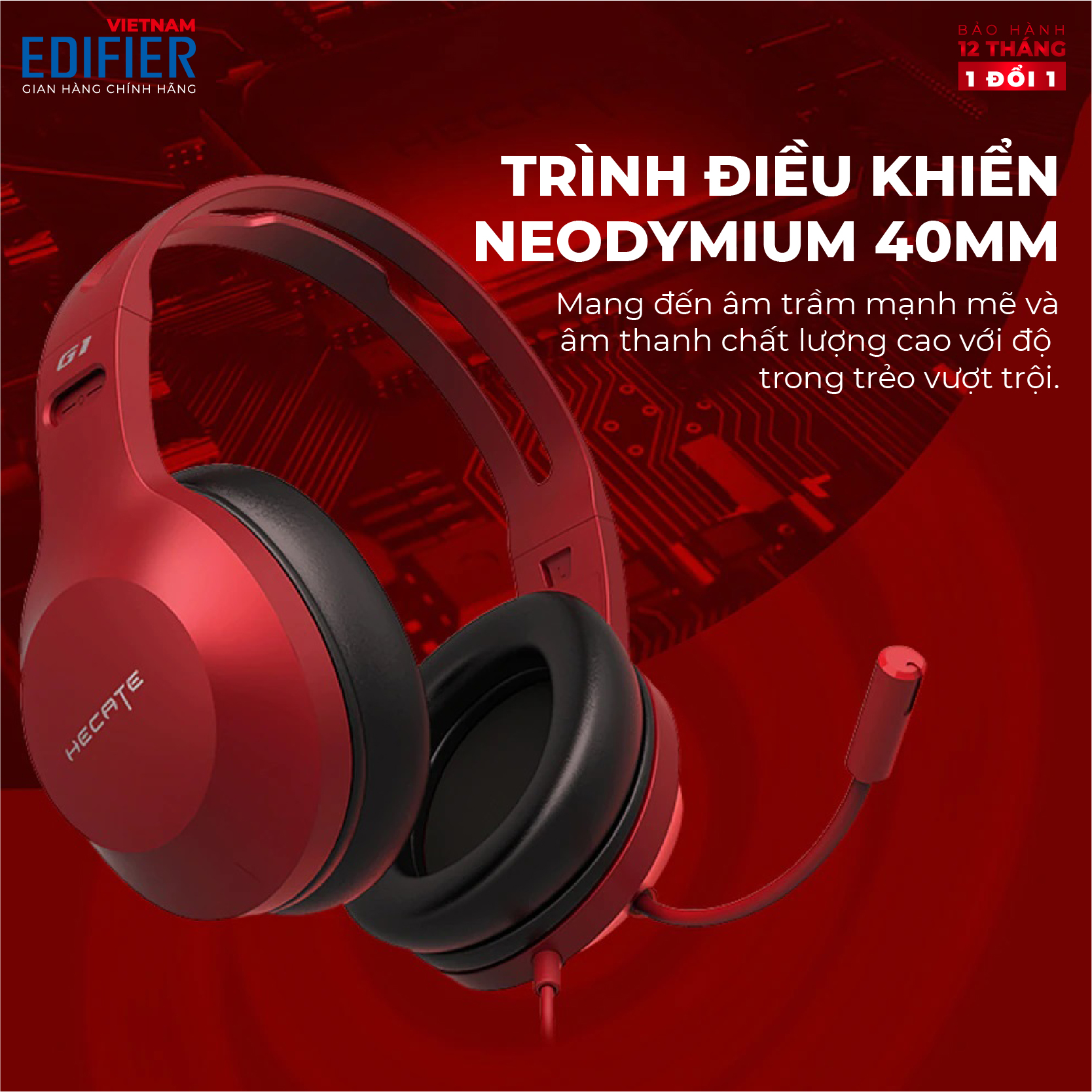 Tai nghe Gaming EDIFIER G1 SE Micro chống ồn uốn cong 360 độ - Cổng kết nối 3.5mm - Đệm tai êm ái - Điều khiển trên dây - Hàng chính hãng