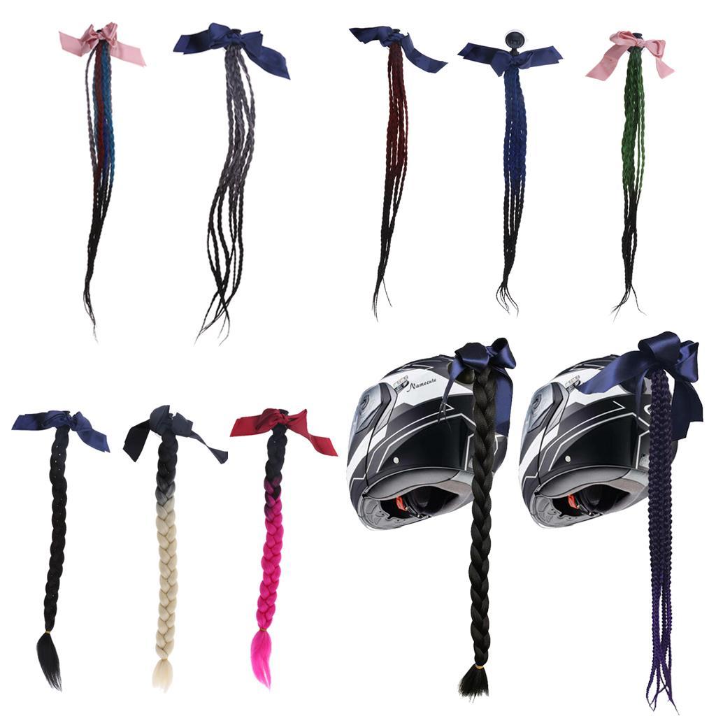 Black  Ponytail/Pigtails Motorcycle Braid  Hair with Suction Cup