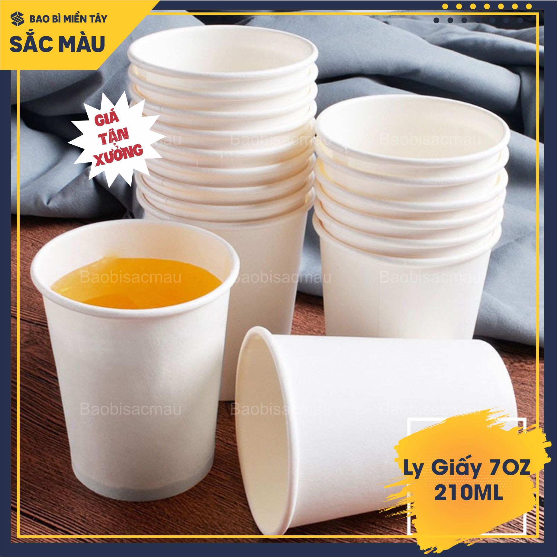 Sỉ 50 cốc giấy/ ly giấy uống nước văn phòng 7oz dung tích 210ML