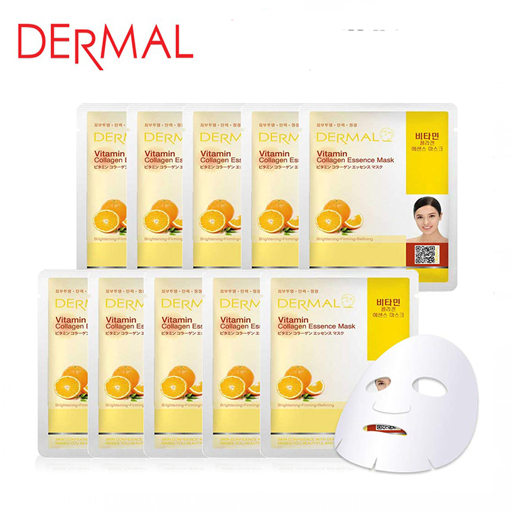 Mặt Nạ Dermal Tinh Chất Vitamin Làm Sáng Da Vitamin Collagen Essence Mask 23g - 10 Miếng