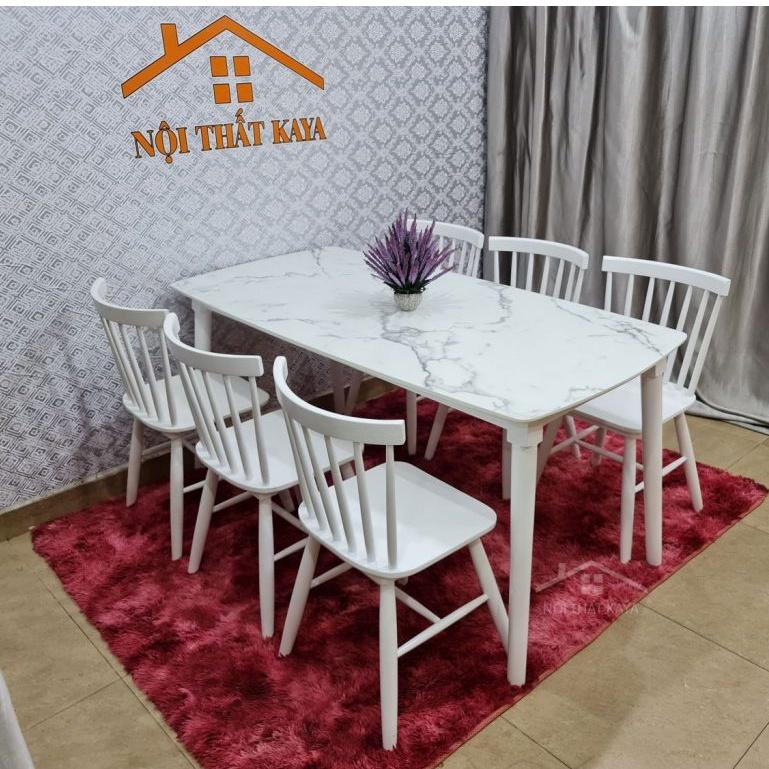 Bộ bàn ăn mặt đá 6 ghế Sunny