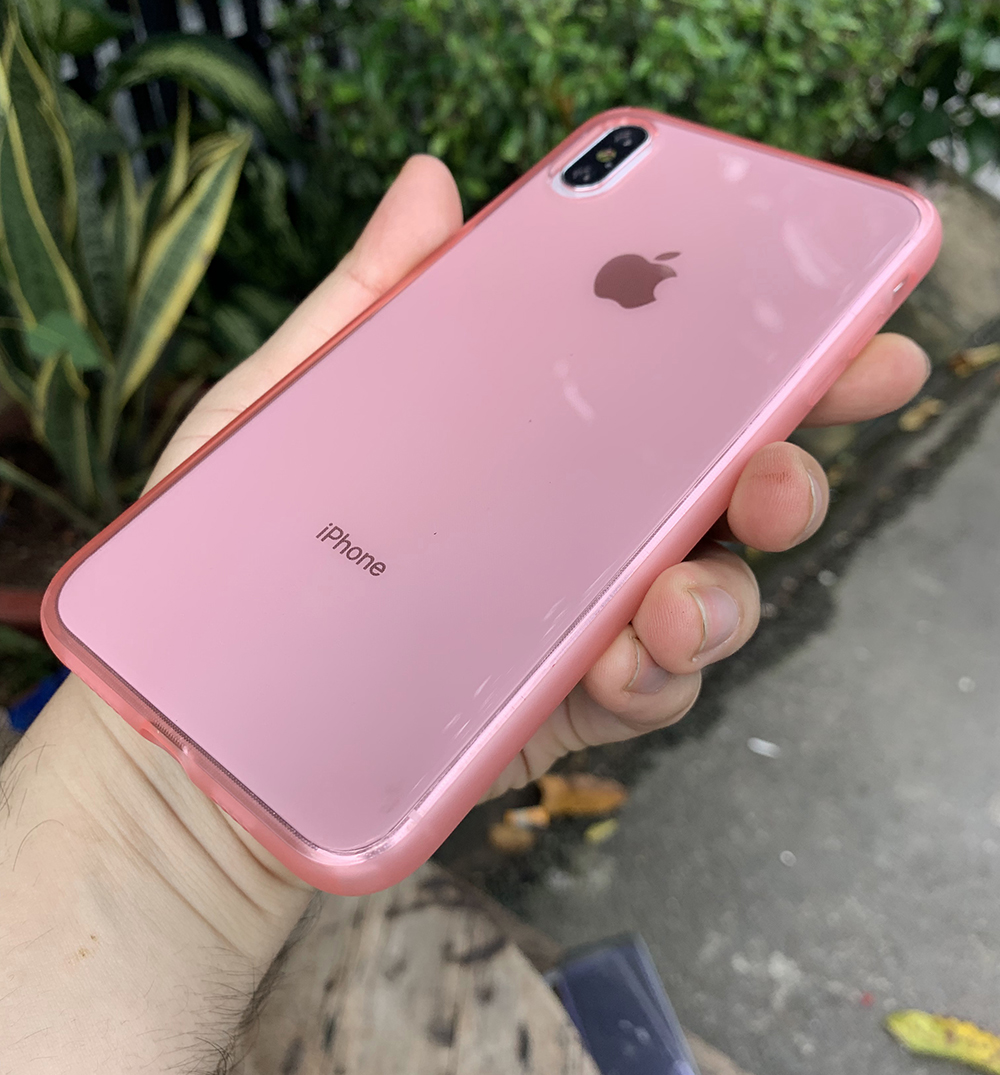 Ốp lưng dẻo cao cấp dành cho iPhone XS MAX - Màu hồng mờ