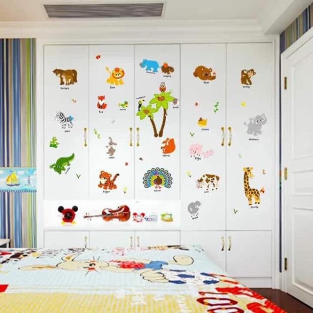 Decal dán tường vườn thú tiếng anh 03