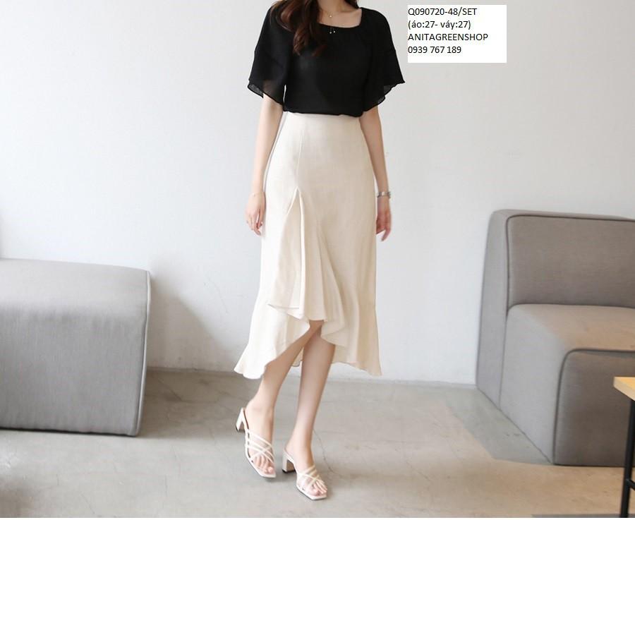 Q090720 SET ÁO VOAN PHỐI CHÂN VÁY