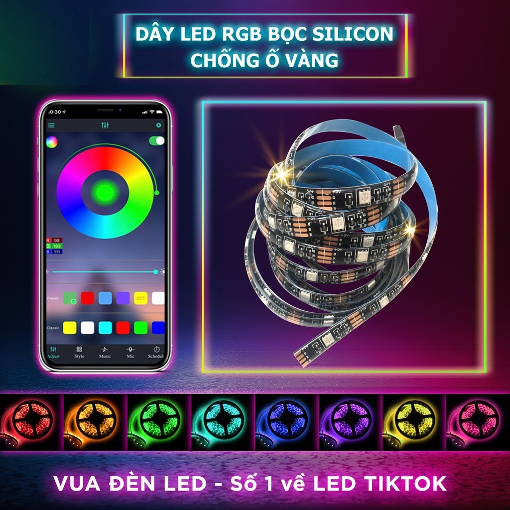 Đèn led tiktok 5M mix đổi màu RGB Quay video cuốn hút Triệu view Đèn trang trí phòng ngủ bàn làm việc