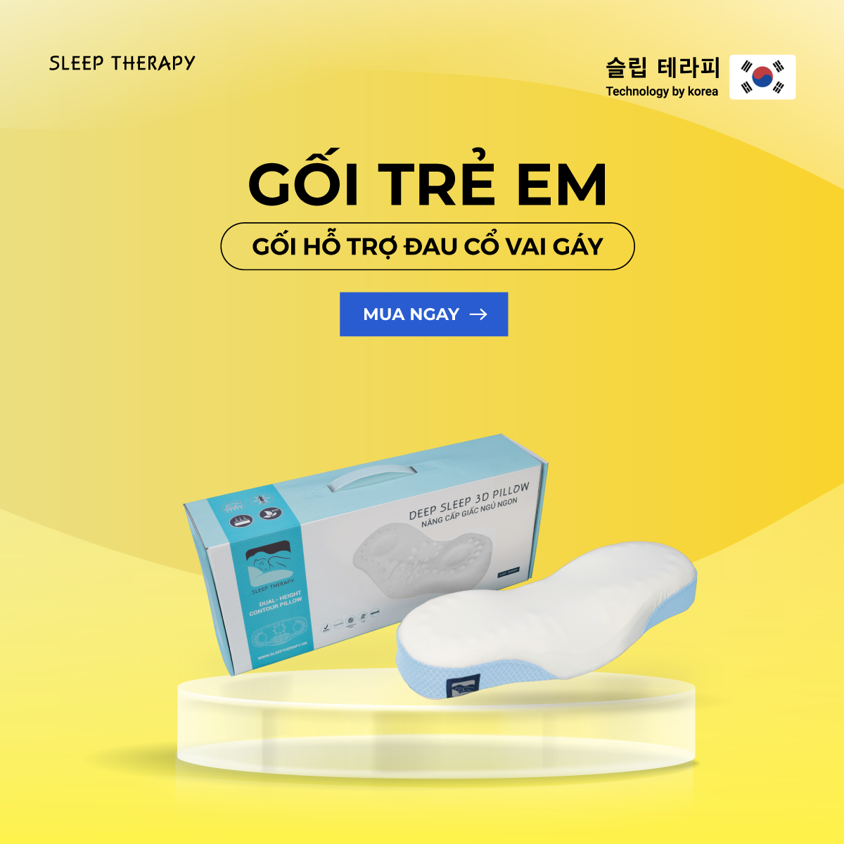 Gối ngủ ngon giảm đau vai gáy cổ dành cho trẻ em - Sleep Therapy - Memory Foam