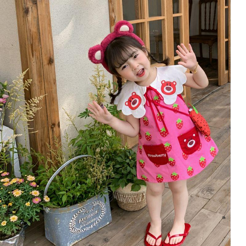 CHENGRUI Mùa hè em bé ngọt ngào dễ thương lá sen cổ áo vest váy