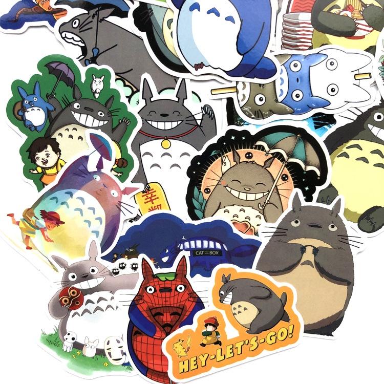 Bộ sticker chống thấm nước trang trí mũ bảo hiểm, laptop chủ đề totoro hoạt hình Ghibli