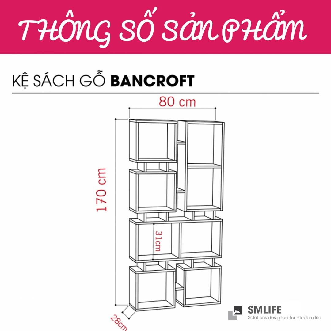 Kệ sách gỗ hiện đại SMLIFE Bancroft