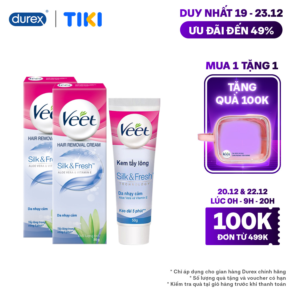 Combo 2 Kem tẩy lông cho da nhạy cảm Veet Silk Fresh 50g