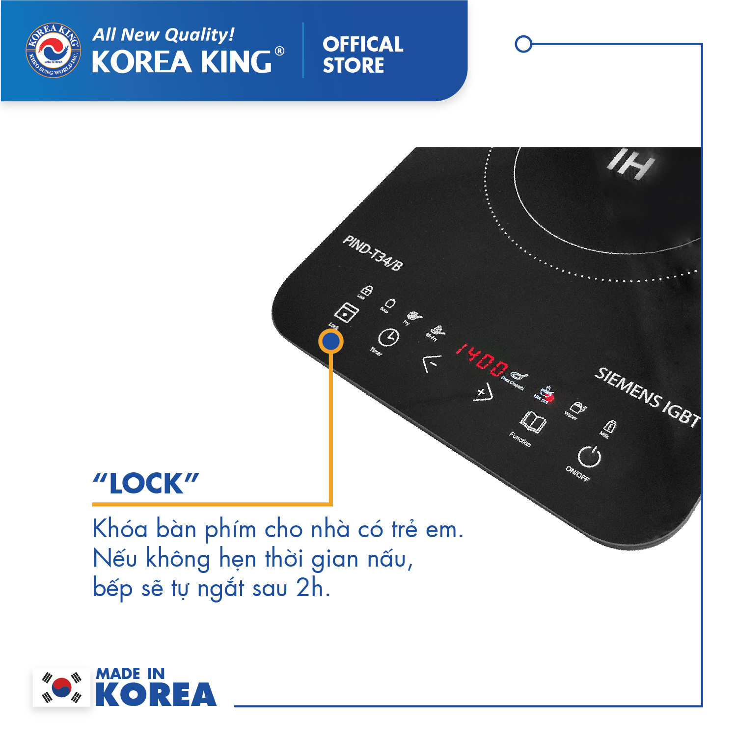 Bếp điện từ Korea King PIND-T34B - Hàng chính hãng