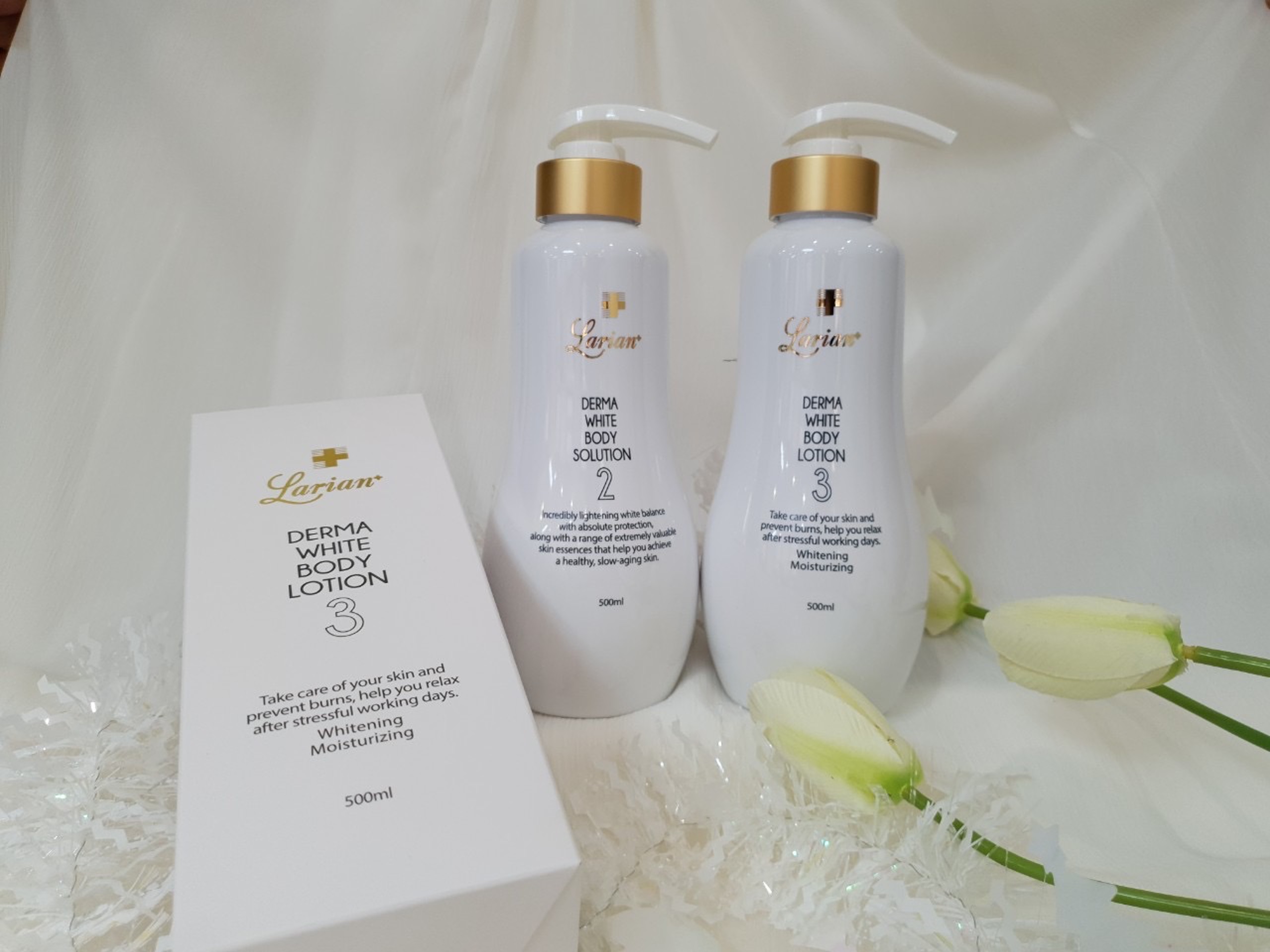 Kem dưỡng trắng toàn thân Hàn Quốc, cung cấp độ ẩm, ức chế melanin làm trắng sáng da, Larian Derma White Body Lotion 