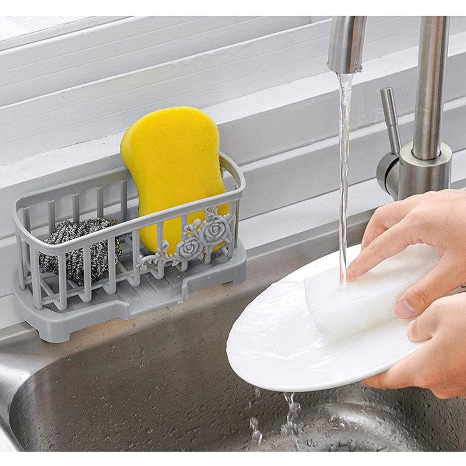 Kitchen Sink Caddy Sponge Holder Soap Caddy Organizer Basket Gray