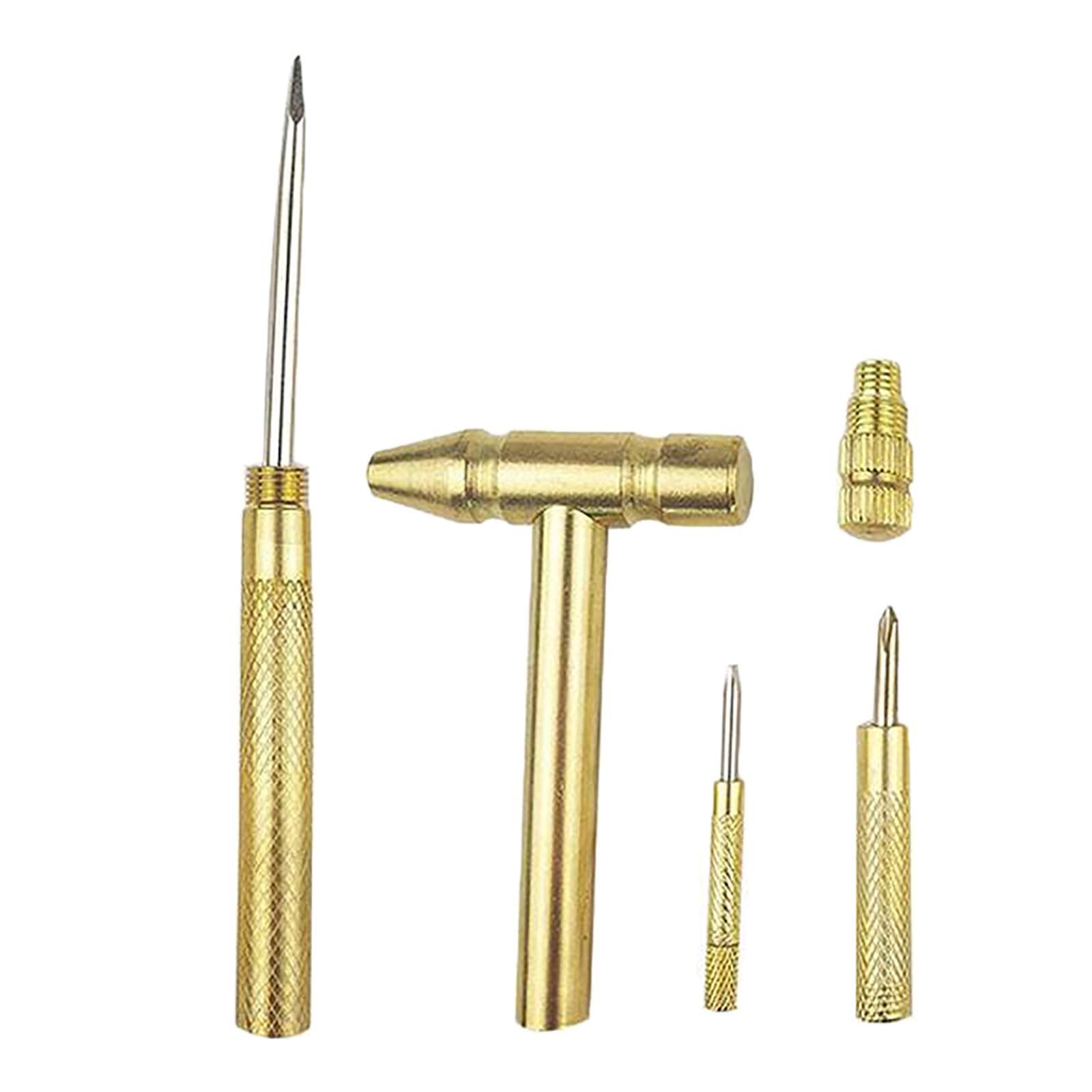 5 in 1 Multifunctional Mini Hammer Screwdriver Copper-Plated Hand Tools for Jewelers