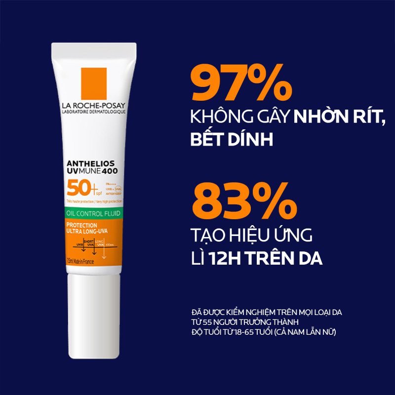 Sữa chống nắng bảo vệ da khỏi tia UVA dài La Roche-Posay Anthelios UVMUNE 400 Invisible Fluid 15ml