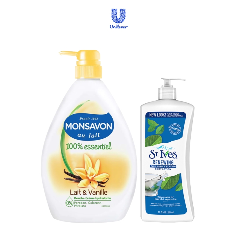 Combo sữa tắm Monsavon 1000ml + Sữa dưỡng thể collagen trẻ hoá da 621ml
