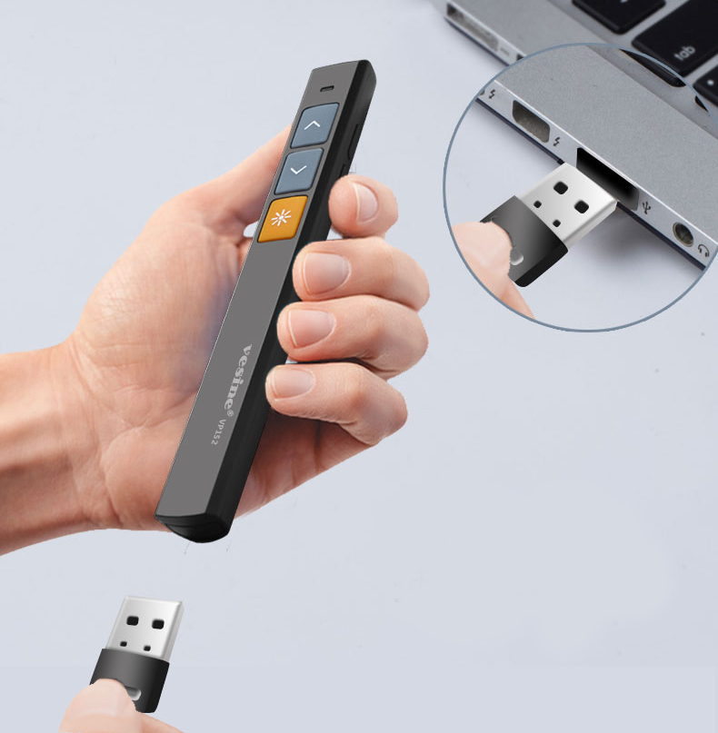 Bút Trình Chiếu Vesine - Laser đỏ, điều khiển slide từ xa, kết nối USB tiện lợi ( Hàng nhập khẩu)