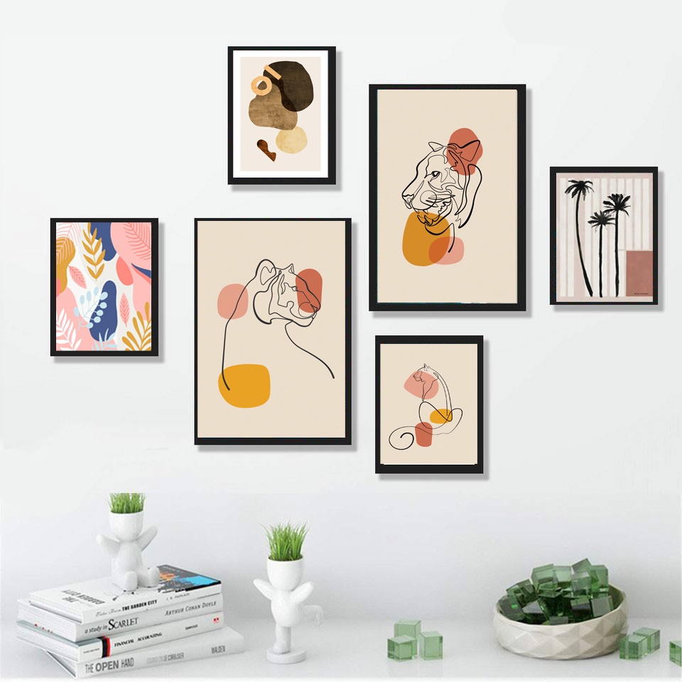 Tranh treo tường tranh trang trí minimalist tranh có khung tặng kèm đinh 3 chân