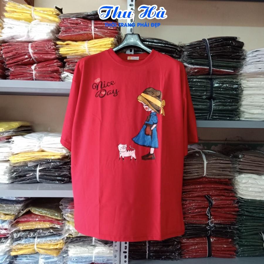 Áo thun form rộng tay lỡ áo phông unisex Thu Hà chất liệu thun cotton in chữ Nice Day
