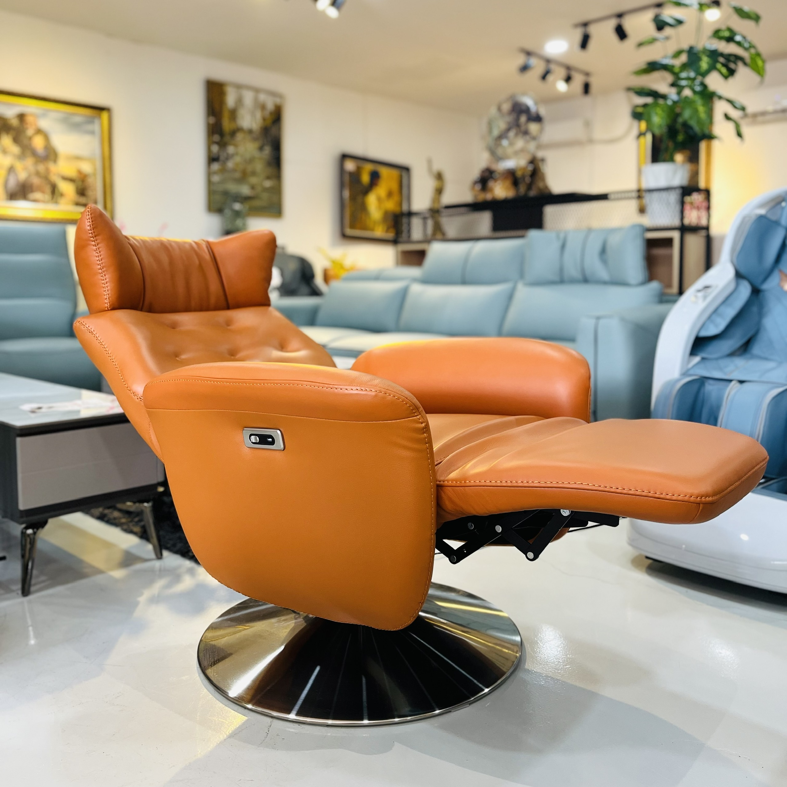 Ghế Sofa Đơn Da Bò Thư Giãn Chỉnh Điện 89 BN45 - Orange Alila