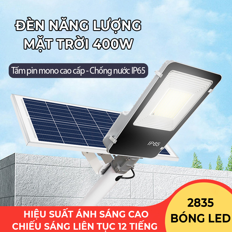 Đèn Năng Lượng Mặt Trời 400W - Đèn Cao Áp Siêu Sáng  , Đen sân vườn -K1535