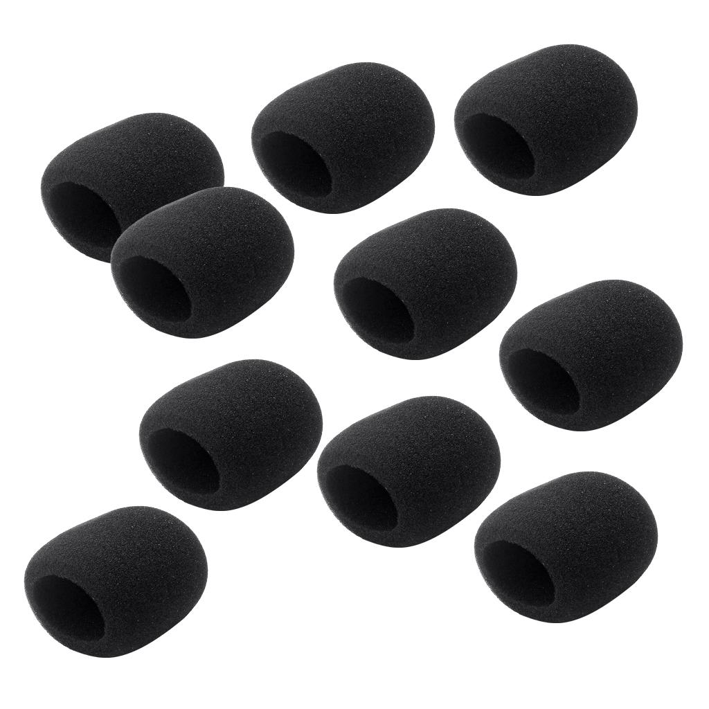 10 Pieces Thicken Microphone Foam Mic Cover Windscreen Handheld Stage Black