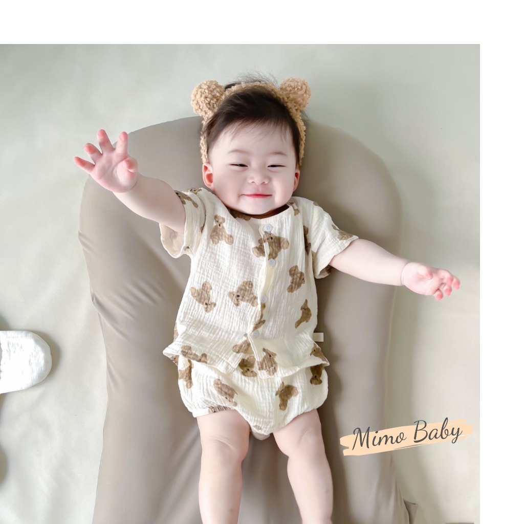 Bộ đồ cộc tay quần chíp hình gấu đáng yêu cho bé QA72 Mimo Baby