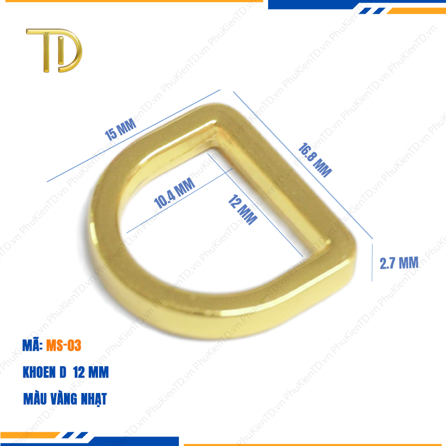 Khoen d túi xách, Khoen chữ d túi xách, Khoen bán nguyệt túi xách 12mm mạ điện độ bền 5-8 năm