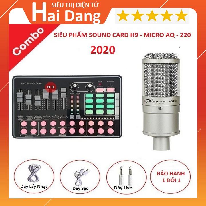 Micro Livestream AQ 220, Và Sound Card Thu Âm Mkai H9 Bluetooth Hát Cực Hay 2020