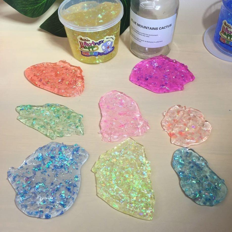 Slime âu to tròn 200ML nhũ kim tuyến giấy 9 màu cực đẹp Đồ chơi hũ slam chất nhờn ma quái squishy