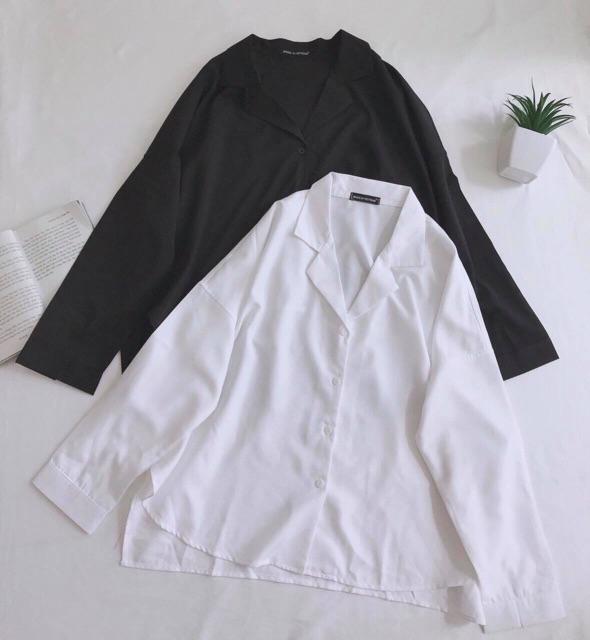 Sơ mi cổ vest trắng trơn