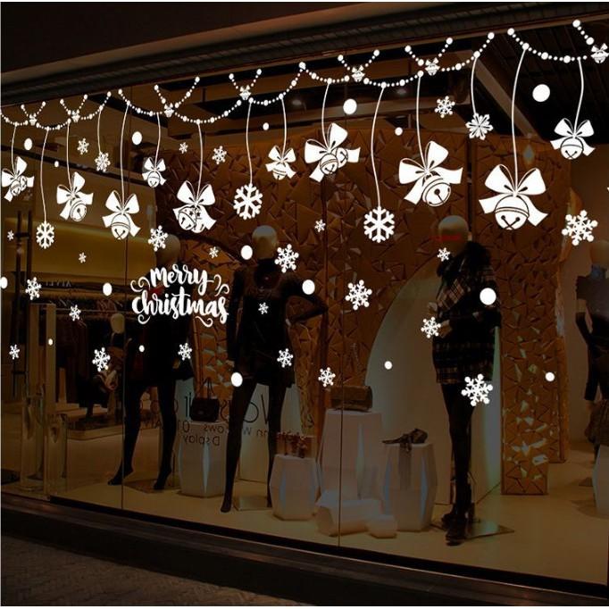 Decal trang trí noel rèm nơ trắng