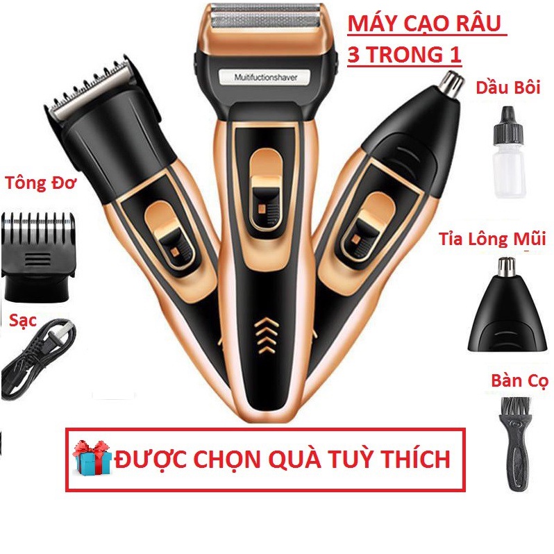 Máy Cạo Râu Khô - Máy cạo râu đa năng , Cạo Râu - Cắt Tóc - Tỉa Lông Mũi Không Đau Rát