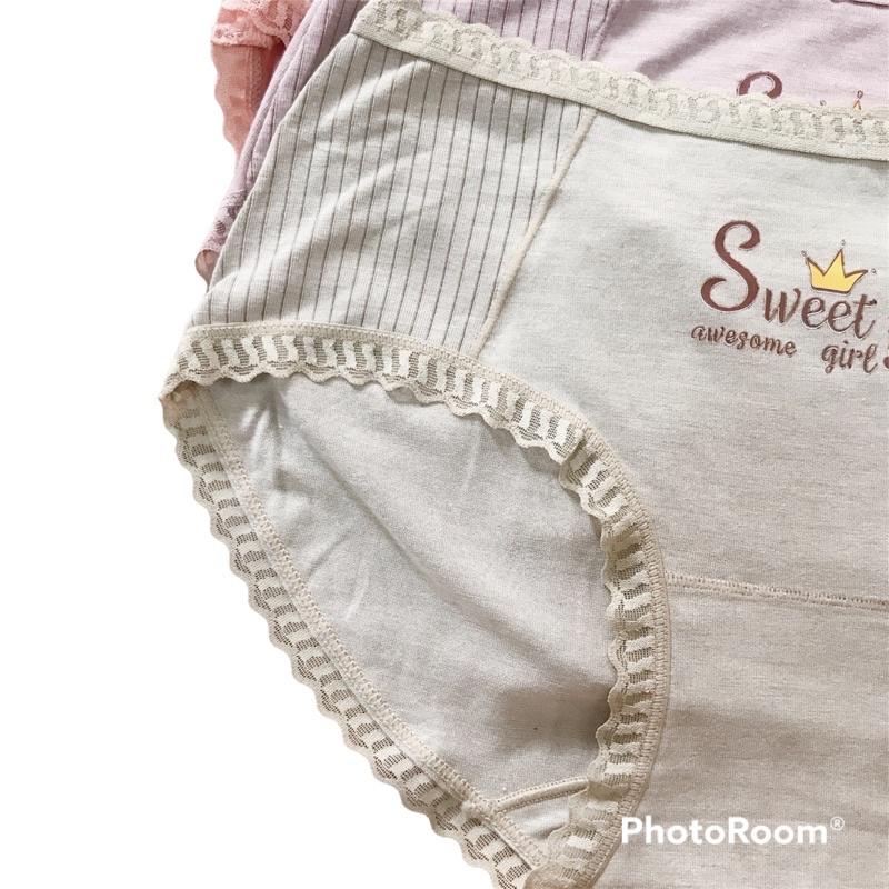 Quần Lót Nữ Cotton Mịn Hoạ Tiết Phối Ren Hàng Đẹp