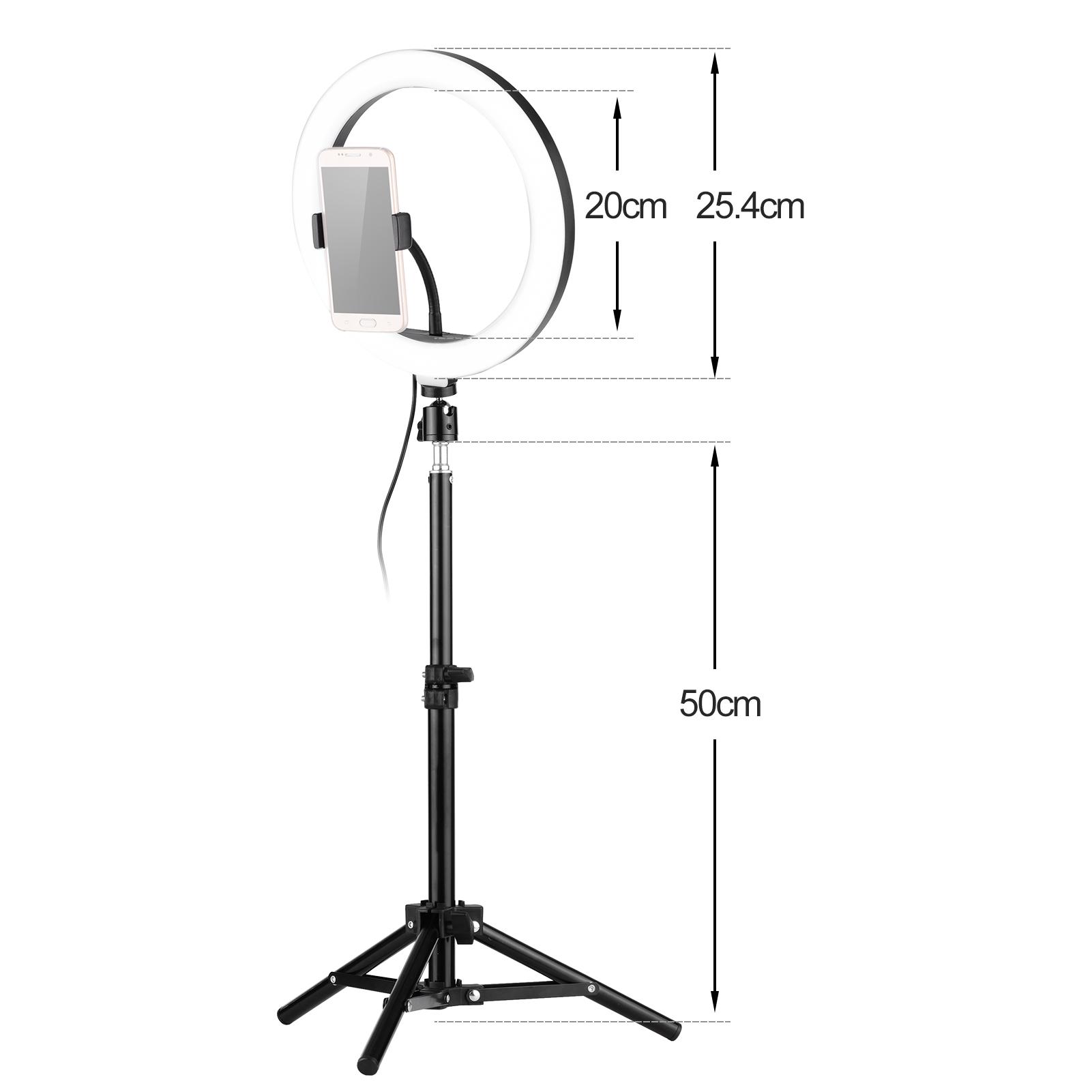 Bộ đèn chụp ảnh 10 inch LED Ring Light Bộ đèn chụp ảnh Bi-color 3000-6000K Có thể điều chỉnh độ sáng vô cấp với giá đỡ điện thoại chân máy từ xa