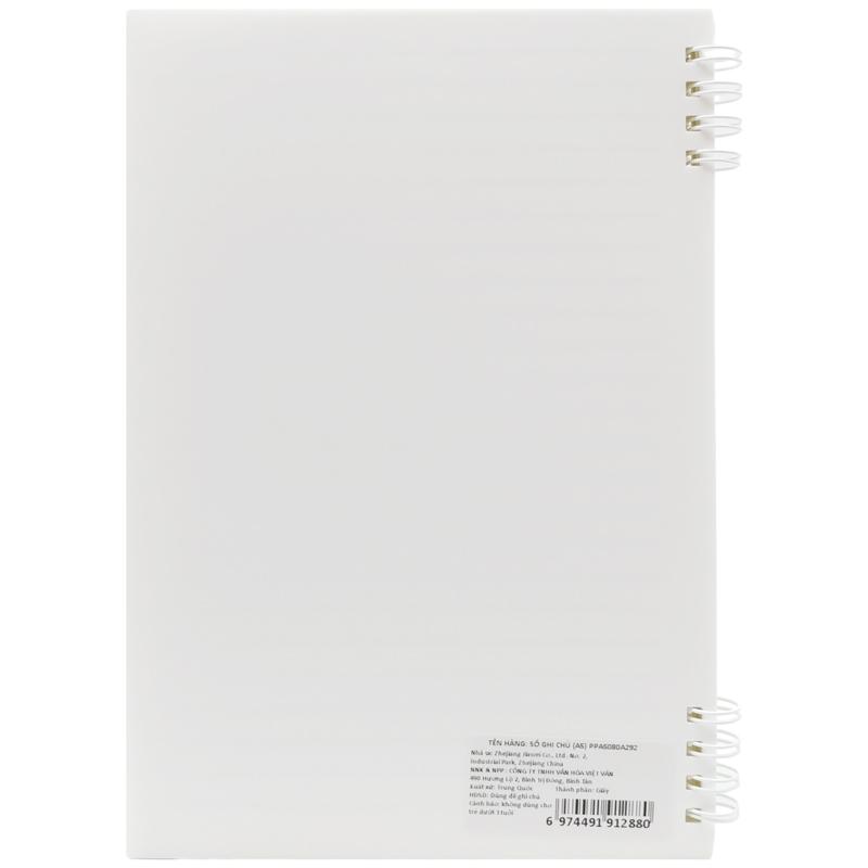 Sổ Ghi Chú Lò Xo A5 - Zhejiang Jiawei PPA5080A292 - Màu Trắng