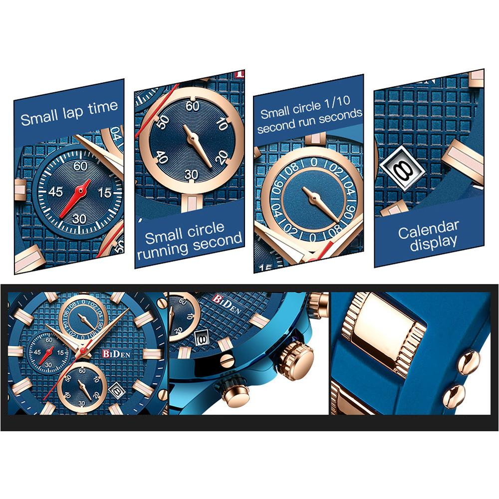 Đồng hồ BIDEN Men dây thép không gỉ,đa chức năng