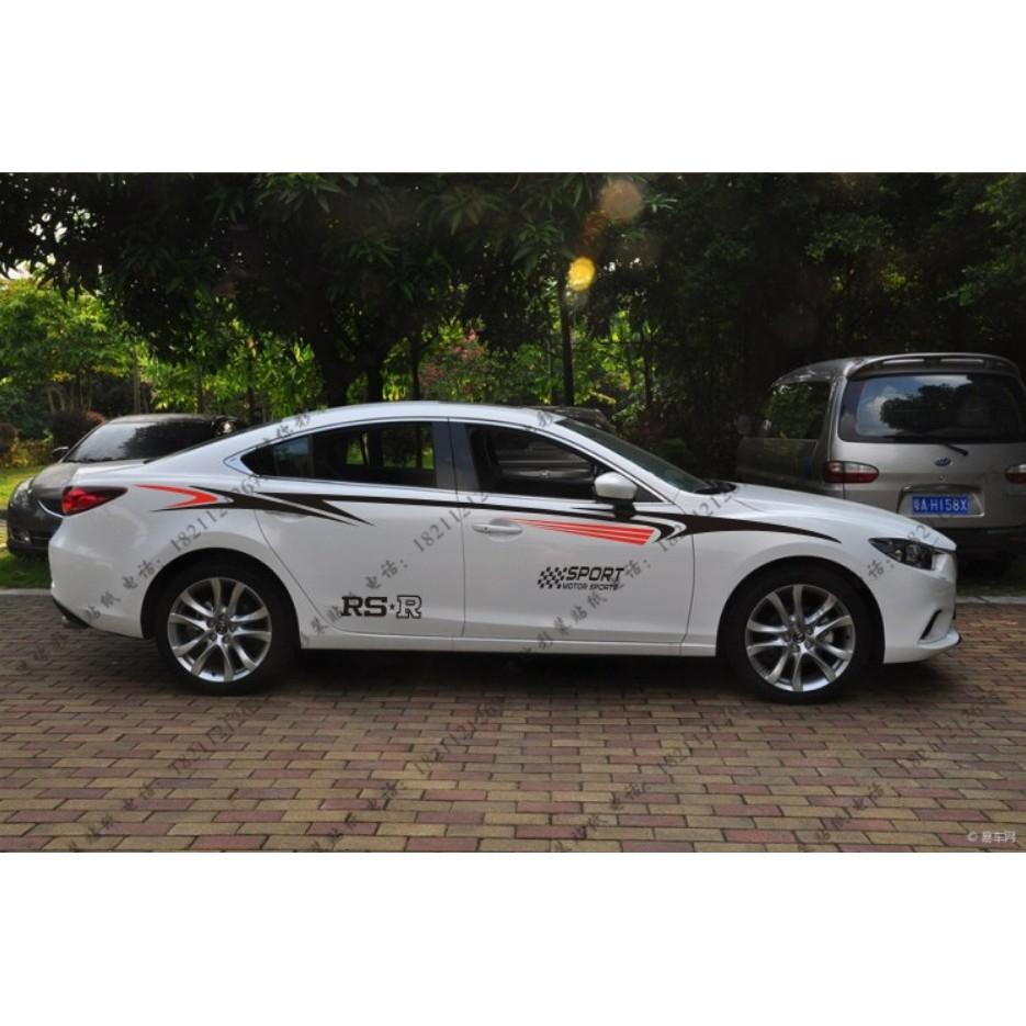 Sticker dán xe oto, Decal dán xe oto, Tem xe ô tô phong cách thể thao TX05 trắng xanh lá