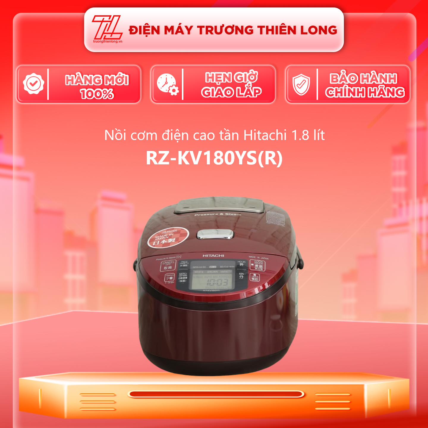 NỒI CƠM ĐIỆN CAO TẦN HITACHI RZ-KV180YS 1.8L - Hàng chính hãng