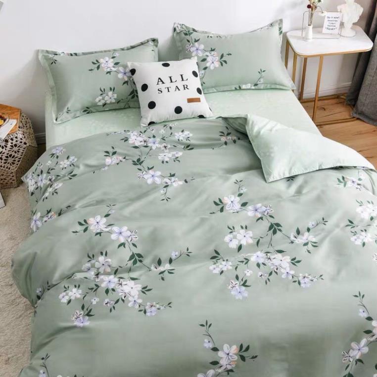 Bộ Chăn ga cotton poly cao cấp- mẫu HOA XANH 123 giá tốt