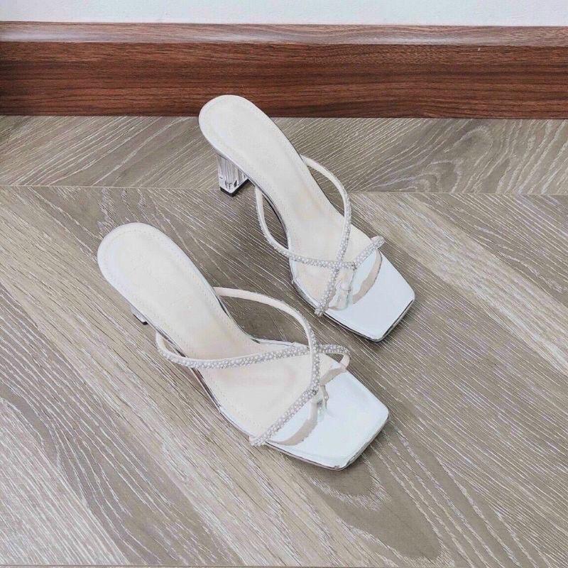 SANDAL ĐÍNH ĐÁ GÓT TRONG CHANH XẢ, SANDAL GUỐC BẠC