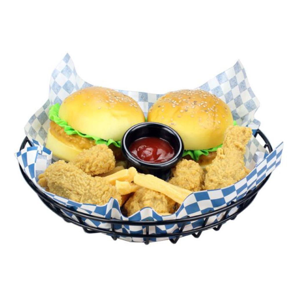 3x L Metal Fast Food Baskets Restaurant Serving for Sandwiches Fries Chips