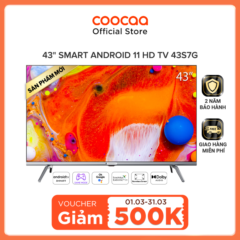 Smart TV Full HD Coocaa 43 Inch Wifi - 43S7G - Android 11 - Viền mỏng - Hàng chính hãng