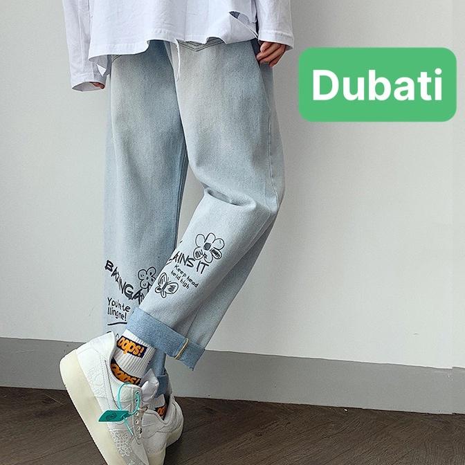 QUẦN JEAN BAGGY NAM CHẤT BÒ XANH ỐNG RỘNG DÀI THÊU CHÂN SAU NHẬT BATN THOÁNG MÁT- DB 0566- DUBATI FASHION