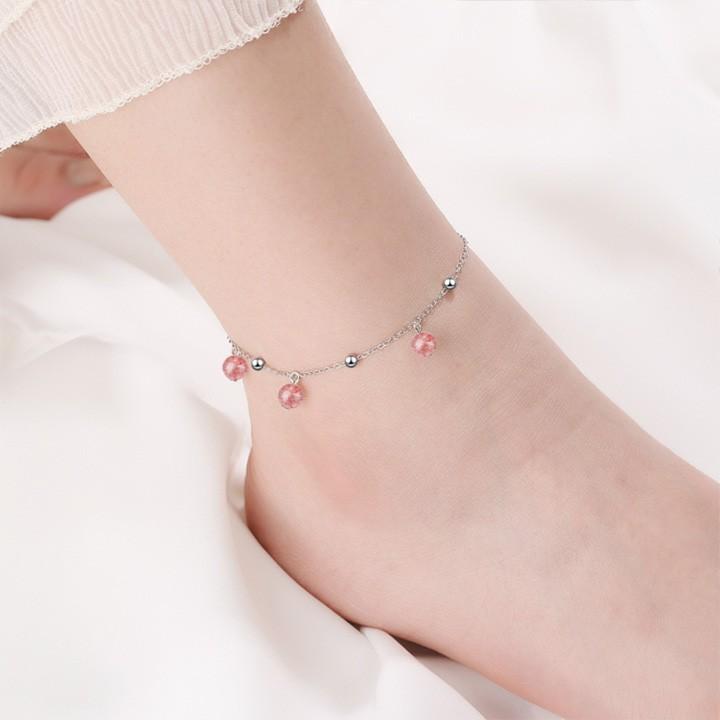 Lắc chân trái châu hồng xinh xắn BHLC32