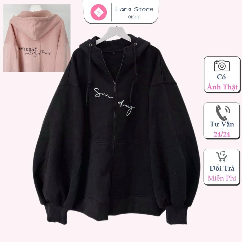 Áo Hoodie Zip Chất Nỉ Ngoại Áo Khoác Nỉ Unisex Form Nam Nữ In Sunday, Áo Khoác Khóa Kéo Áo Khoác Nỉ Ngoại Mềm Mịn In Chữ Sunday Nét Form Unisex Rộng Nam Nữ, Áo Khoác Nỉ Ngoại 2 Màu Hồng-Đen In Chữ Sunday Phong Cách Hàn Quốc