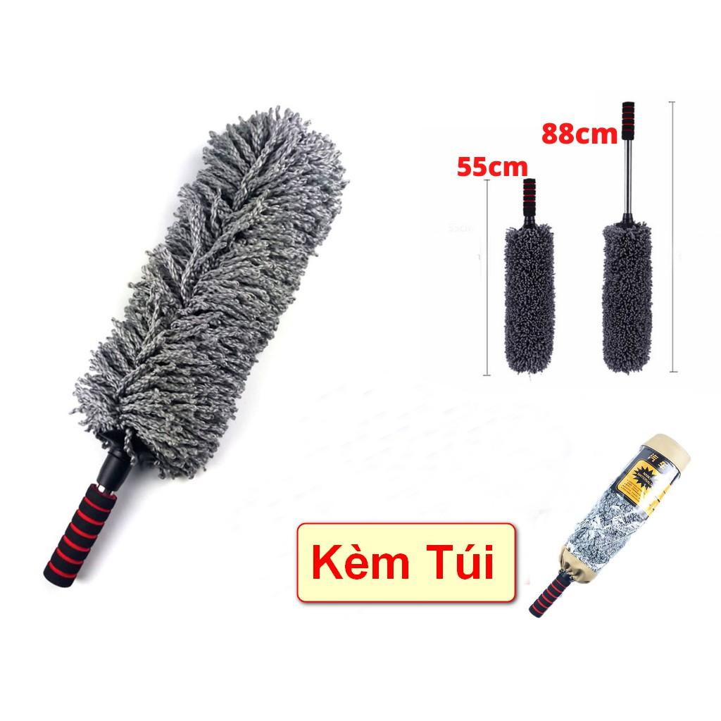 Chổi Lau Bụi Sợi Dầu Cán Dài Co Rút Vệ Sinh Xe Chuyên Dụng Kèm Túi 88cm