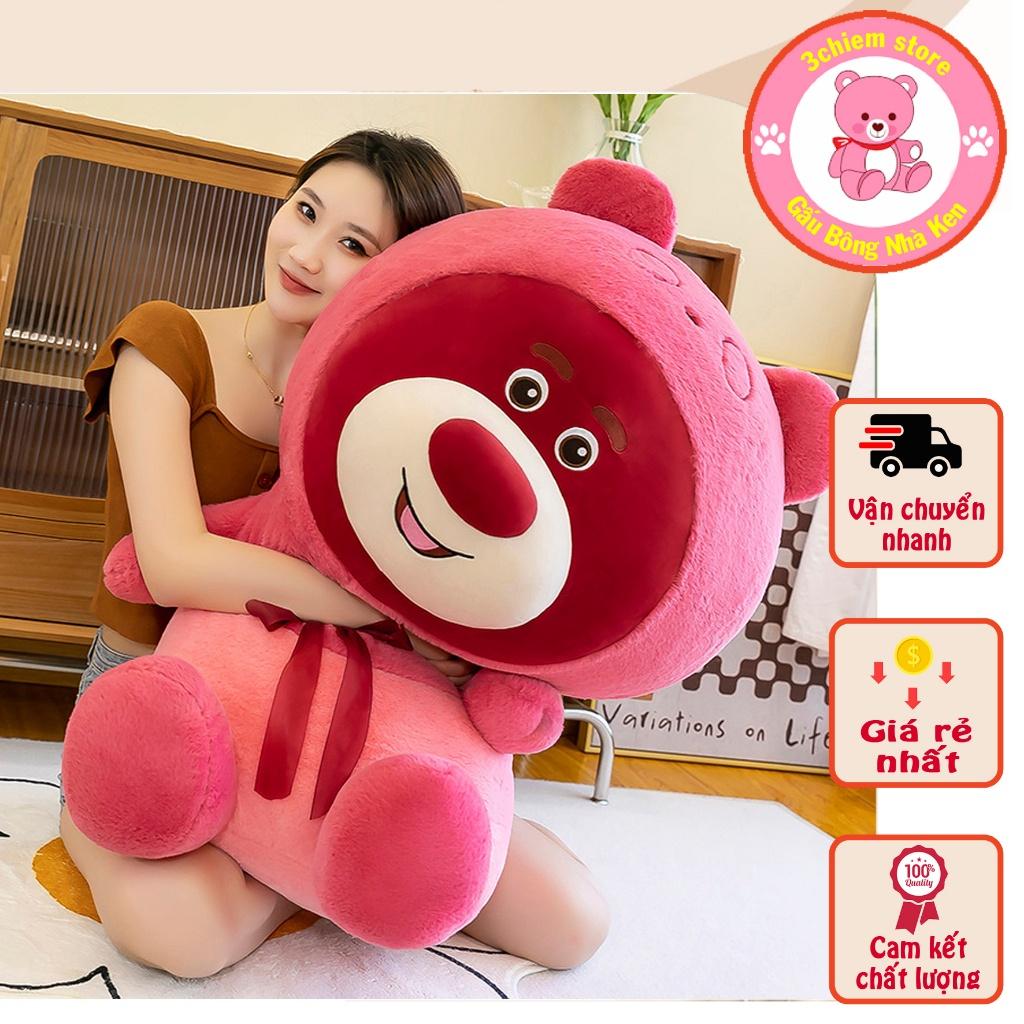 (Deal1K) Gấu dâu Losto Gấu dâu đeo nơ, dâu đội mũ size 75cm và 1M