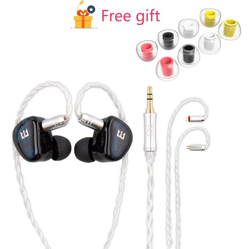 TRI Star River 2DD Màn hình trong tai Tai nghe có dây 2Pin có công tắc điều chỉnh Tai nghe HiFi Tai nghe chạy thể thao Tai nghe nhạc DJ Màu sắc: Xanh dương Kích thước 3,5 mm
